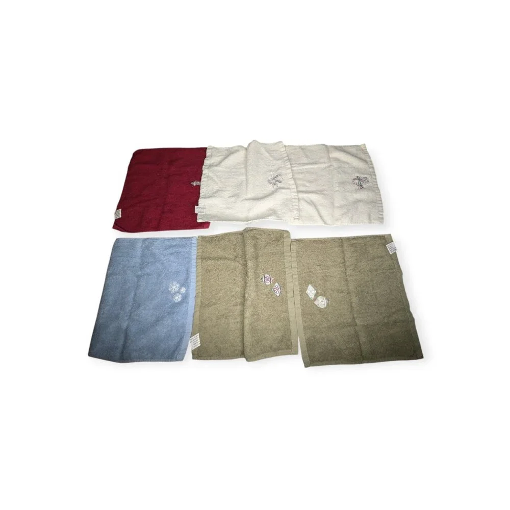 Aussino 100% Cotton Christmas/Winter Themed Terry Cloth Wash Cloths Set Of 6